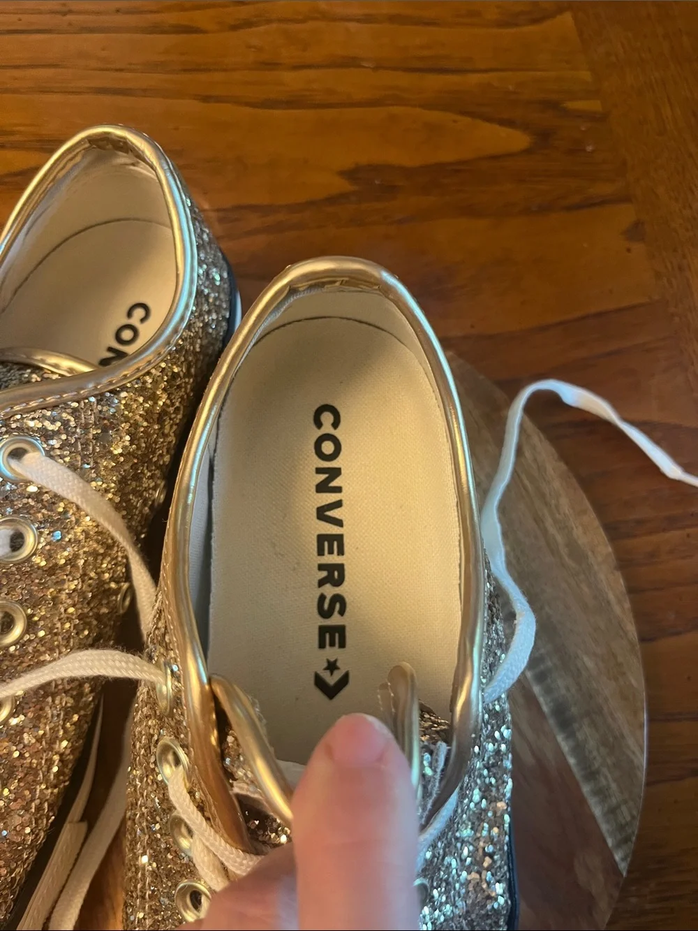 Converse Chuck Taylor Champaign Gold Glitter Low-Top Sneakers